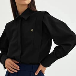 CH A Ladies' Casual Cotton Top with Embroidery and Long Sleeves - Perfect for Daily Office Wear.