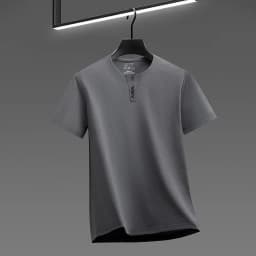 Men's Soft Fabric Henley Neck T Shirt With Three Button Detail Short Sleeve Casual And Comfortable Top