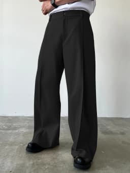 Men's High Waist Wide Leg Suit Pants Casual Loose Straight Leg Dress Pants Formal Business Streetwear Black Trousers S-2XL 1 Pie