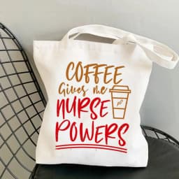 Nurse Themed Print Canvas Tote Bag, Reusable Daily Shoulder Bag, Perfect Gift for Nurses & Healthcare Workers Everyday Use