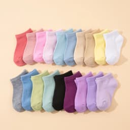 15Pairs Kids Ankle Socks Assorted Colors Striped Polka Dot Print Soft Cotton Breathable Low Cut Casual Socks for Girls & Boys