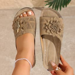 Women's Thick Sole Wedge Sandals, Summer Versatile Comfortable Beach Shoes, Lightweight Breathable Indoor Outdoor Slippers