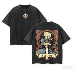 Fate stay night Washed T shirt 2026 New Model personality Clothes shirt Year round clothing Streetwear Trendy Vintage Breathable