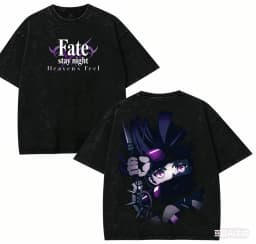 Fate stay night Washed T shirt 2026 New Model personality Clothes shirt Year round clothing Streetwear Trendy Vintage Breathable
