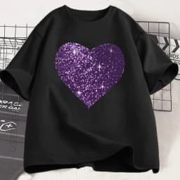 Glitter Heart T Shirt Sparkling Love Graphic Tee Aesthetic Women Top Trendy Y2K Style Apparel Summer Casual Streetwear