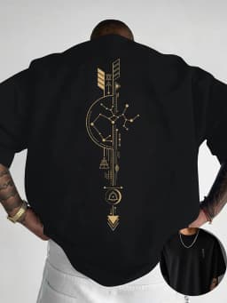 Constellation Arrow Geometric Graphic Tee Men Breathable 100% Cotton Perfect Summer Streetwear Trendy Mystical Astrology Style