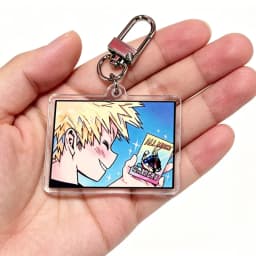 Anime Acrylic Keychain - Izuku Midoriya Green Hair Boy & Katsuki Bakugo Blonde Boy Charms - Acrylic Keyring for Fans