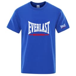 EVERLAST Boxing Logo Graphic T-Shirt Men Black Crew Neck Short Sleeve Casual Sports Training Streetwear Top