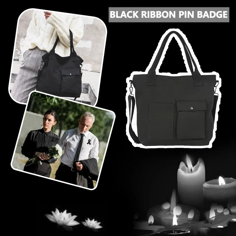 New Canvas Memorial Black Handbag Large Capacity Black Shoulder Bag Tote Bag Women's