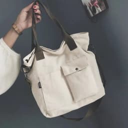 New Canvas Memorial Black Handbag Large Capacity Black Shoulder Bag Tote Bag Women's