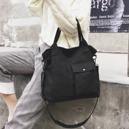 New Canvas Memorial Black Handbag Large Capacity Black Shoulder Bag Tote Bag Women's