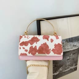Summer Cow Print Ladies' Crossbody Bag Large Capacity PU Shoulder Bag Hand-held with Detachable Chain Underarm Handbag Tote Bag