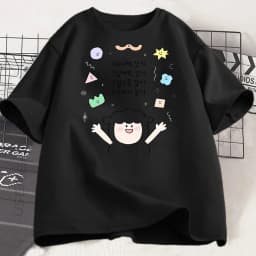 Funny Korean Quote Black Tees, "You're Great", "Thank You" and "Do The Least Work" Prints for Casual Streetwear Harajuku