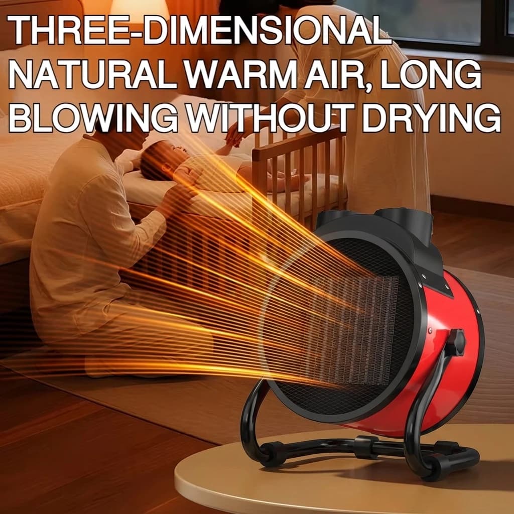 Portable 2000W Space Heater with Fan 2 Heat Settings Adjustable Thermostat Fan Mode Tip Over Overheat Protection for Indoor