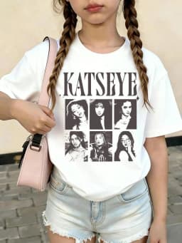KATSEYE Print Y2K Vintage Style Summer Tops Short-Sleeved Girls Clothing Kids Ropa Para Niños Trendy Girl Outfits