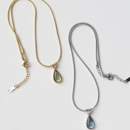 French Retro Olive Green Blue Water Drop Shape Necklace Fadeless Niche Advanced Design Elegant Daily Dating Lady Fashion Jewelry