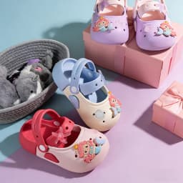 Kids Girls Mermaid Cartoon Clogs, Princess Non-Slip Quick Dry Breathable Summer Beach Casual Slippers