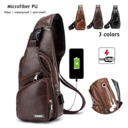 Men Chest Bag Simple Fashionable Casual Portable Charging Crossbody Pack Multifunctional Outdoor Sports Commuting Shoulder Bag