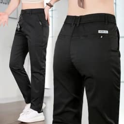 2026 New Men's Ice Silk Straight Leg Thin Breathable Casual Pants Summer Business Long Trouser Fashionable Versatile Lightweight