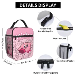 pink kirbys funny game Thermal Insulated Lunch Bag for Picnic Portable Bento Box Men Women Cooler Thermal Lunch Boxes