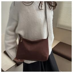 Boston Style Large Capacity Shoulder Bag Suede Adjustable Strap Tote Bag Zipper Crossbody Bag Commuting