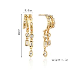 Personalized irregular tassel set with zircon earrings for wome,copper plated 18k real gold earrings,925 silver ear needles,gift