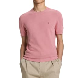 CH Embroidered Solid Color Short Sleeve Knit T Shirt Men Crew Neck Regular Fit All Match Soft Touch Casual Daily Tops