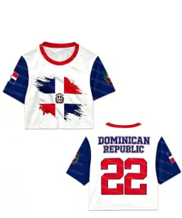 Women Dominican Republic Flag Print Crop T-shirt Casual Slim Short Sleeve Summer Streetwear Patriotic Women Y2K Aesthetic Tops