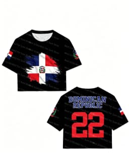 Women Dominican Republic Flag Print Crop T-shirt Casual Slim Short Sleeve Summer Streetwear Patriotic Women Y2K Aesthetic Tops