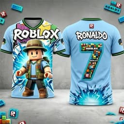 Roblox Kids T-Shirt Ronaldo 7 Number Print 3D Cartoon Game Short Sleeve Jersey Tee Casual Summer Sports Tops for Boys Girls