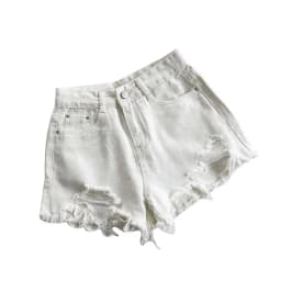 Women High Waist Ripped Denim Shorts Korean Y2K Streetwear Tassel Pocket Summer Casual Blue Jeans Pants Fashion Street Trousers