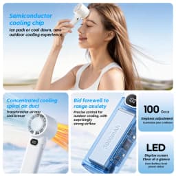 KINSCOTER New Portable Cooling Handheld Fan 3000mAh Mini Rechargeable Fan 100 Wind Speed Adjustable for Home Office Outdoor