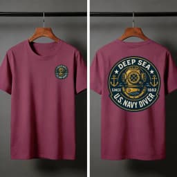 Deep Sea Diver Emblem Summer Men T-Shirt Military Style Casual Wear Beach and Outdoor Activities Divers Clothes Shirts