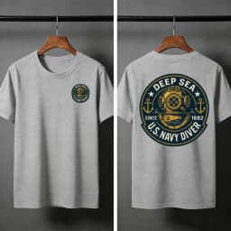 Deep Sea Diver Emblem Summer Men T-Shirt Military Style Casual Wear Beach and Outdoor Activities Divers Clothes Shirts