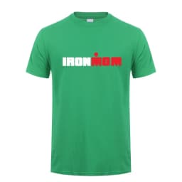Funny Ironmom T Shirt Cotton Triathlon Women Mother Fitness Bike Swim Triathlete Female Sports Cycling Tops OT-132