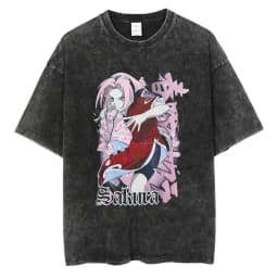 Men Washed TShirt Harajuku Streetwear Hip Hop Japanese Anime Naruto Graphic T Shirts Cotton Summer Short Sleeve Vintage Tops