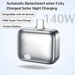 140W Fast Charger Phone Adapter Physical Full Charge Disconnector Automatically Cuts Power Ejects Phone When Fully Charged