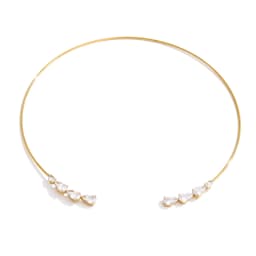 Yhpup Stainless Steel Cubic Zirconia Torques Necklace for Women Summer Delicate Trending Arrivals Aesthetic Golden Jewelry