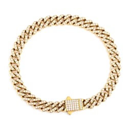 High quality 6-8mm stainless steel full diamond multi specification Cuban chain waterproof men's and women's bracelet