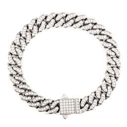 High quality 6-8mm stainless steel full diamond multi specification Cuban chain waterproof men's and women's bracelet