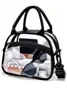 Clear lunch bag with adjustable strap, unisex for men women, suitable for work school picnic travel sports events.xtz
