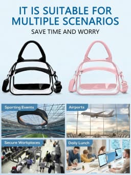 Clear lunch bag with adjustable strap, unisex for men women, suitable for work school picnic travel sports events.xtz