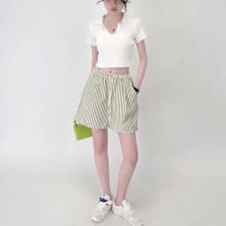 Stripes Shorts for Women Drawstring Thin Wide Leg A-line Breathable Bottoms Shorts High Waist Casual Vacation Beach Short Pants