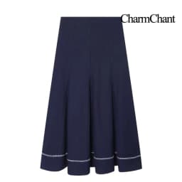CHARMCHANT Women's Blue Midi Skirt High Waist A-Line Pleated Skirt Casual Elegant Office Wear Retro Casual Summer Skirt 2026