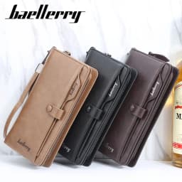 Baellerry Retro Men's Long Wallet Multifunctional Card Holder Mobile Phone Bag High Quality Card Storage Organizer