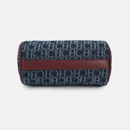 CH Womens Denim Monogram Boston Bag Leather Trim Lock Detail Crossbody Handbag Fashion Top Handle Bag
