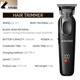 KiKiDo Electric Hair Clipper Cordless USB Rechargeable with 12 Guide Combs LCD Power Display Beard Trimmer Grooming Set