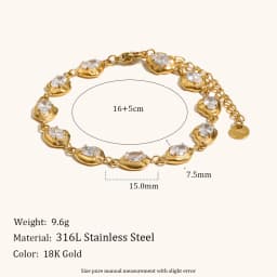 La.Muses Luxury Sparkling Zircon Irregular Stainless Steel Women's Bracelet PVD Gold Plated Fashion Jewelry Accessories
