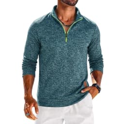 Mens Long Sleeve Quarter Zip Sweatshirt Solid Color Casual Pullover Tops Zip Up Hoodies for Daily and Outdoor Activities Tops