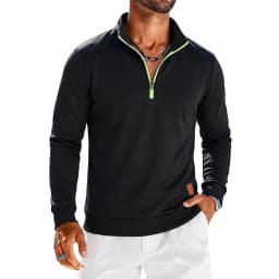 Mens Long Sleeve Quarter Zip Sweatshirt Solid Color Casual Pullover Tops Zip Up Hoodies for Daily and Outdoor Activities Tops